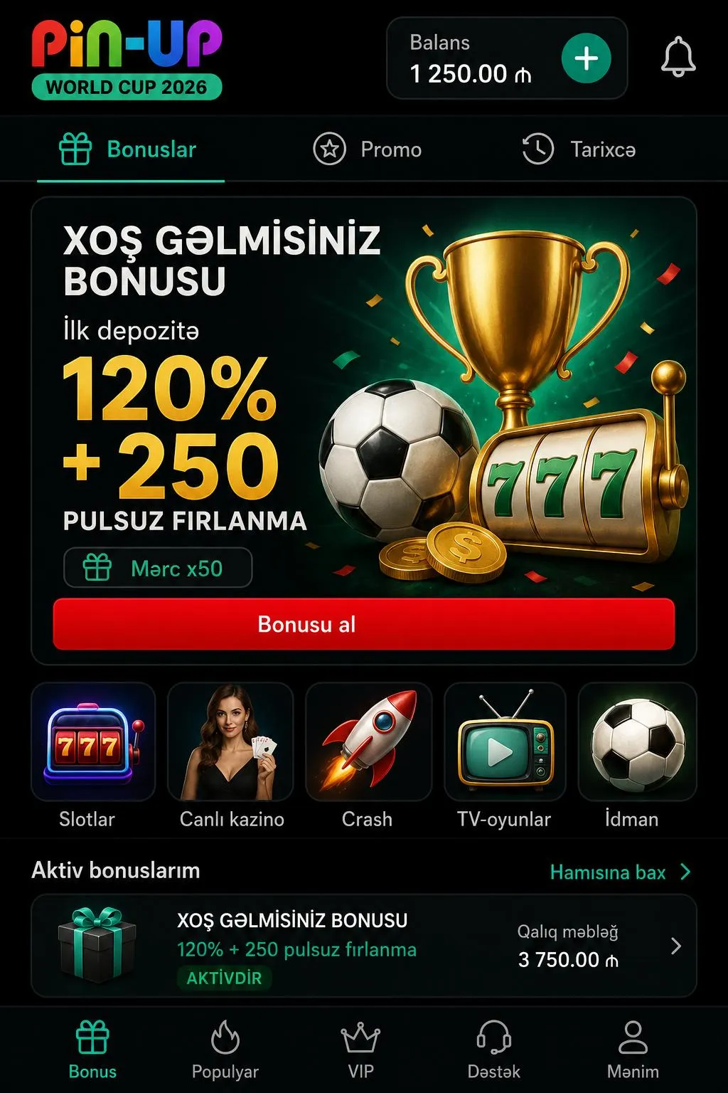 Mobil tətbiqin əsas funksiyaları Pin Up yukle